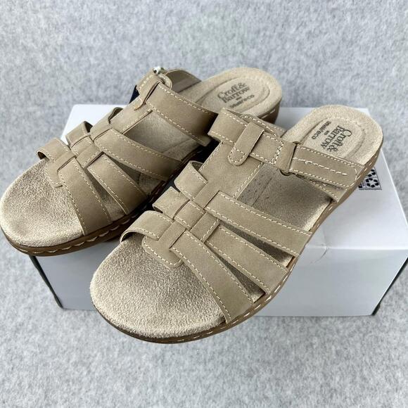 Croft & Barrow Womens Size 9.5 Tan Slip On Sandals Ortholite Eco Walking Comfort - Picture 5 of 10